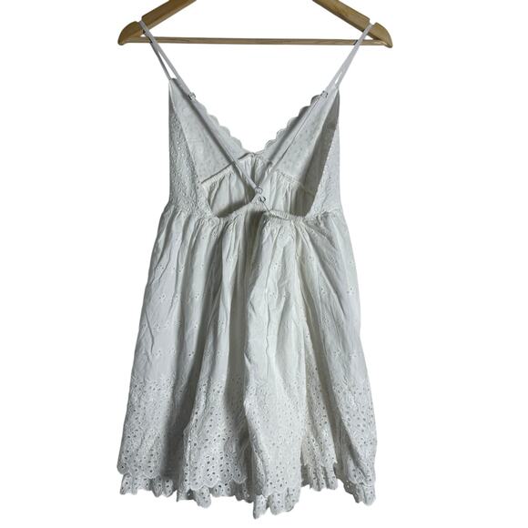 Free People Lillia White Eyelet Lace Sleeveless Babydoll Mini Dress Size M - Picture 10 of 12